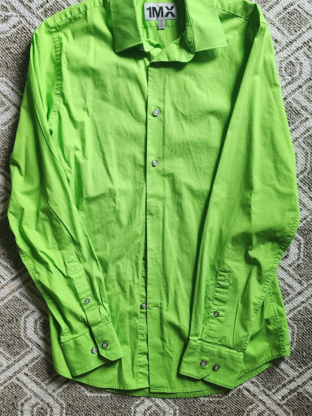 Express Men's Bright Lime Green Button-Up Dress Shirt